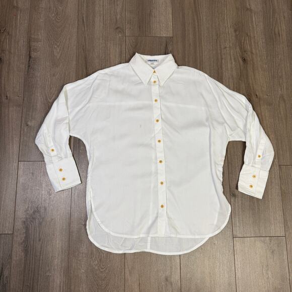 Madewell Relaxed Dolman Button-Up Shirt WMNS XS White Natural Undyed Long Sleeve - Picture 4 of 9